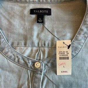 NWT Talbots Chambray Popover Tunic 1/2 Button Size Large